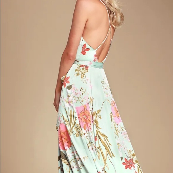 Lulus dress! Teal and coral colors. Perfect for weddings. Only worn once. - Picture 4 of 5